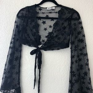 Long sleeve sheer Reverse star top